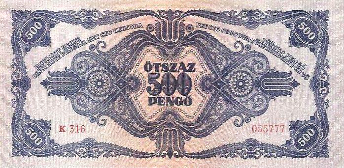Hungria - 500 Pengo 1945 (# 117)