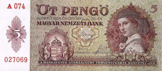 Hungria - 5 Pengo 1939 (# 106)