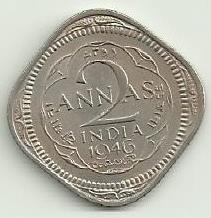 India Britanica - 2 Annas 1946 (Km# 542)