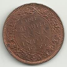 India Britanica - 1/4 Anna 1939 (Km# 530)
