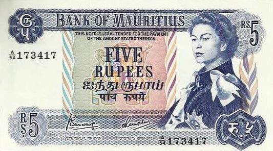 Mauricias - 5 Rupias 1967 (# 30c)