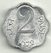 India - 2 Paisa 1972 (Km# 13)