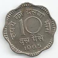 India - 10 Paisa 1965 (Km# 24)