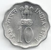 India - 10 Paisa 1975 (Km# 29) Ano Int. Mulher