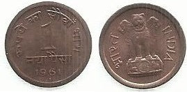 Ìndia - 1 Naya Paisa 1961 (Km# 8)