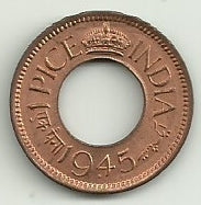 India - 1 Pice 1945 (Km# 533)