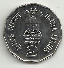 India - 2 Rupias 1997 (Km# 121) Integração Nacional