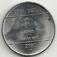 India - 2 Rupias 2007 (Km# 327) Dois dedos