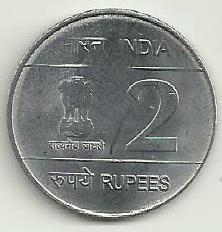 India - 2 Rupias 2009 (Km# 368) Louis Braille