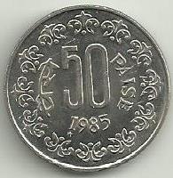 India - 50 Paisa 1985 (Km# 65)