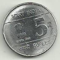 India - 5 Rupias 2007 (Km# 406) Shaheed Bhagat Singh
