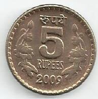 India - 5 Rupias 2009 (Km# 373)
