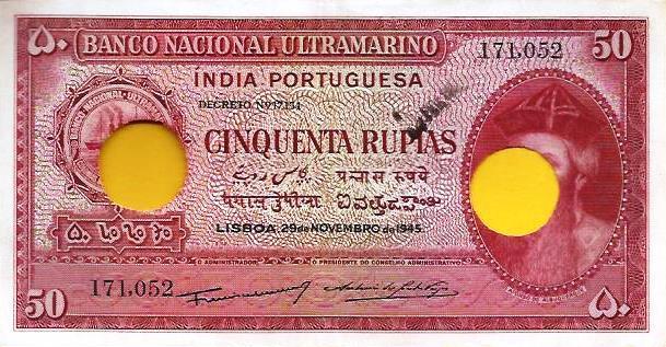 Ìndia Portuguesa - 50 Rupias 1945 (# 38)