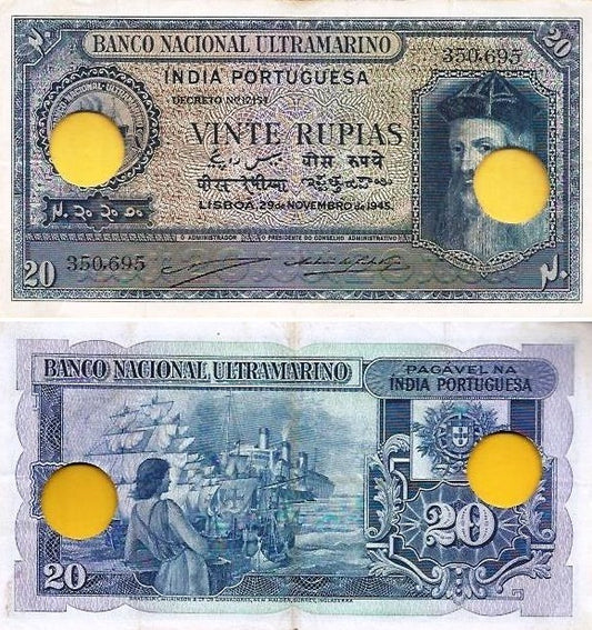 Ìndia Portuguesa - 20 Rupias 1945 (# 37)