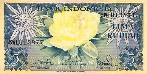 Indonesia - 5 Rupias 1959 (#  65)