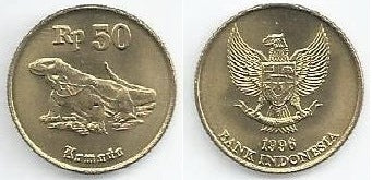 Indonésia - 50 Rupias 1996 (Km# 52)
