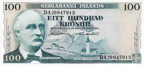 Islandia - 100 Kronur 1961 (# 44a)