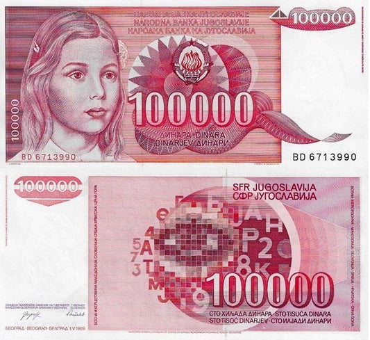 Jugoslávia - 100000 Dinara 1989 (# 97)