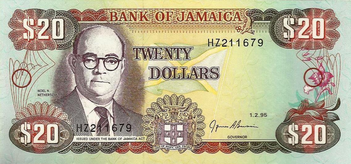 Jamaica - 20 Dolares 1995 (# 72e)