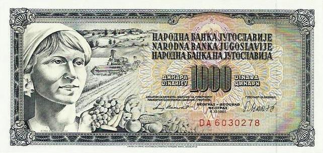 Jugoslavia - 1000 Dinara 1981 (# 92d)