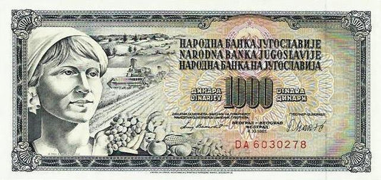 Jugoslavia - 1000 Dinara 1981 (# 92d)