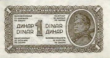 Jugoslavia - 1 Dinar 1944 (# 48a)