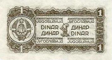 Jugoslavia - 1 Dinar 1944 (# 48a)