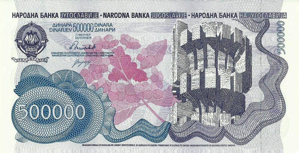 Jugoslavia - 500000 Dinara 1989 (# 98)