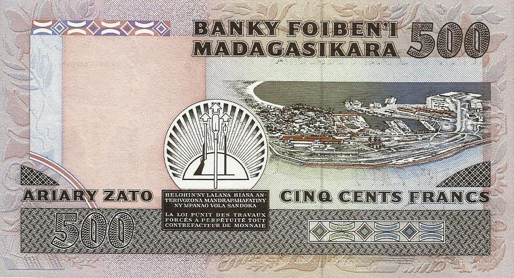 Madagascar - 500 Francos 1988/93 (# 71)