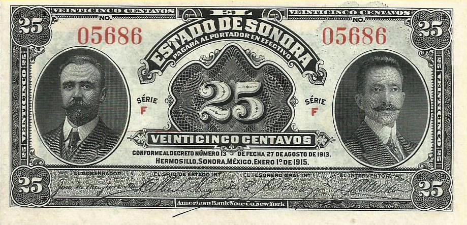 Mexico - 25 Centavos 1915 (# S1069)