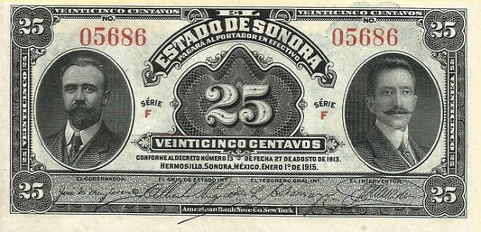 Mexico - 25 Centavos 1915 (# S1069)