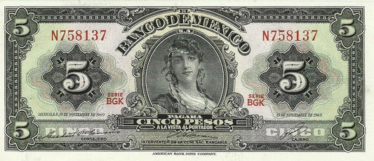 Mexico - 5 Pesos 1969 (# 60j)