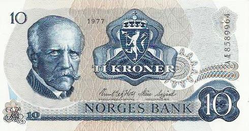Noruega - 10 Kroner 1977 (# 36)