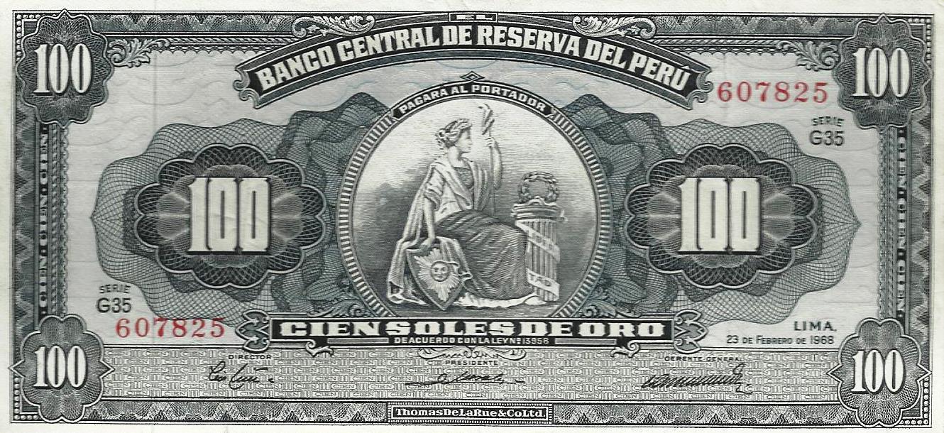 Peru - 100 Soles Ouro 1968 (# 86a)