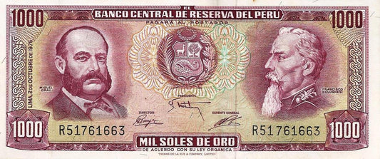 Peru - 1000 Soles Ouro 1975 (# 111)