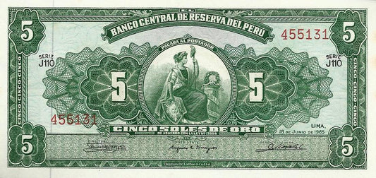 Peru - 5 Soles Ouro 1965 (# 83a)