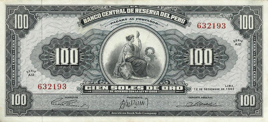 Peru - 100 Soles Ouro 1962 (# 85a)
