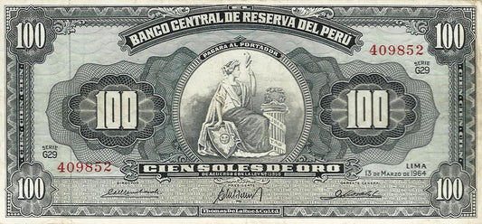 Peru - 100 Soles Ouro 1964 (# 86a)