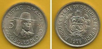 Peru - 5 Soles Oro 1976 (Km# 267)