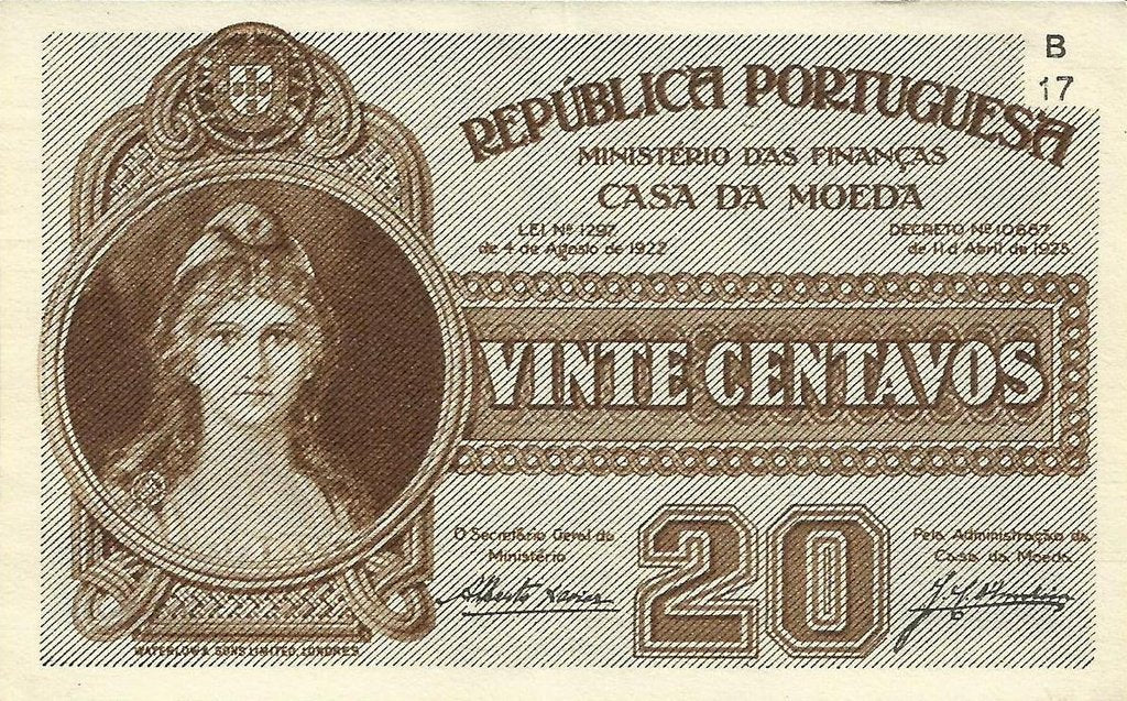 Portugal - 20 Centavos 1925 (# 102)
