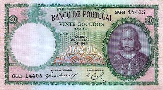 Portugal - 20$00 1954 (# 153a)