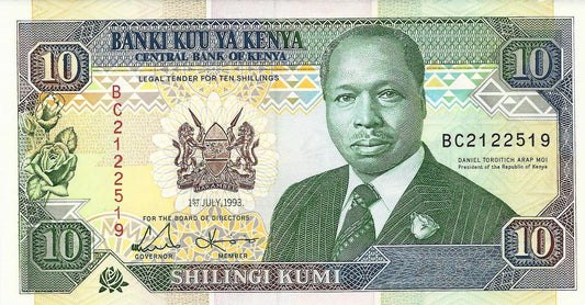 Quenia - 10 Shiliings 1993 (# 24e)
