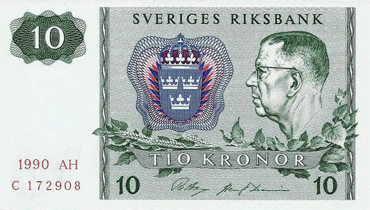 Suécia - 10 Kronur 1990 (# 52e)