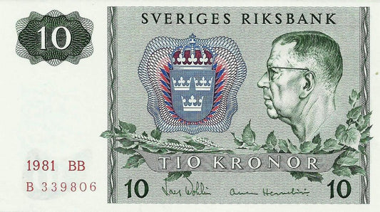 Suécia - 10 Kronor 1981 (# 52e)