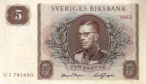 Suécia - 5 Kronor 1963 (# 50b)