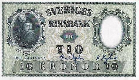 Suécia - 10 Kronor 1958 (# 43f)