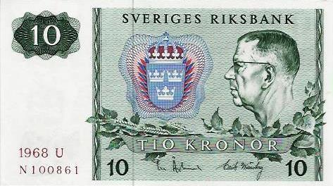 Suécia - 10 Kronor 1968 (# 52b)
