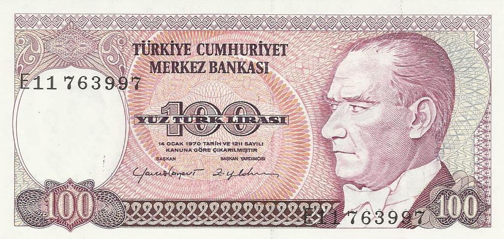 Turquia - 100 Liras 1970 (# 194b)