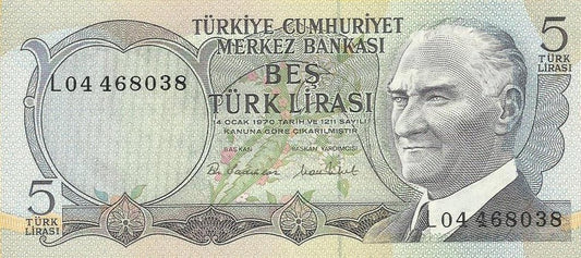Turquia - 5 Liras 1971/82 (# 185)