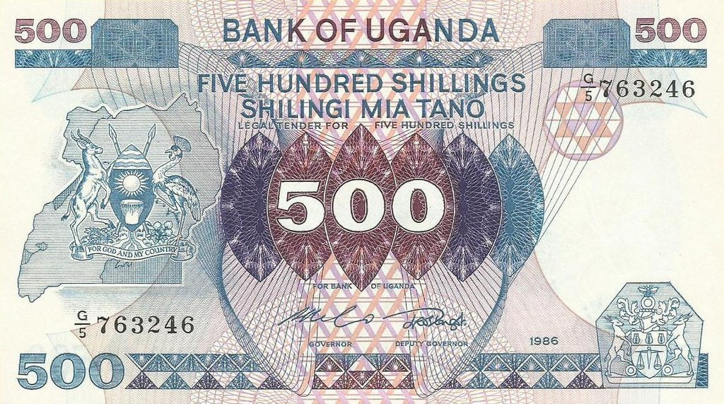 Uganda - 500 shillings 1986 (# 25)